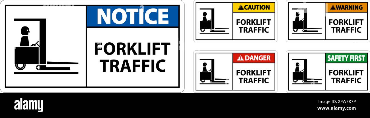 Warning Forklift traffic Floor Sign On White Background Stock Vector ...