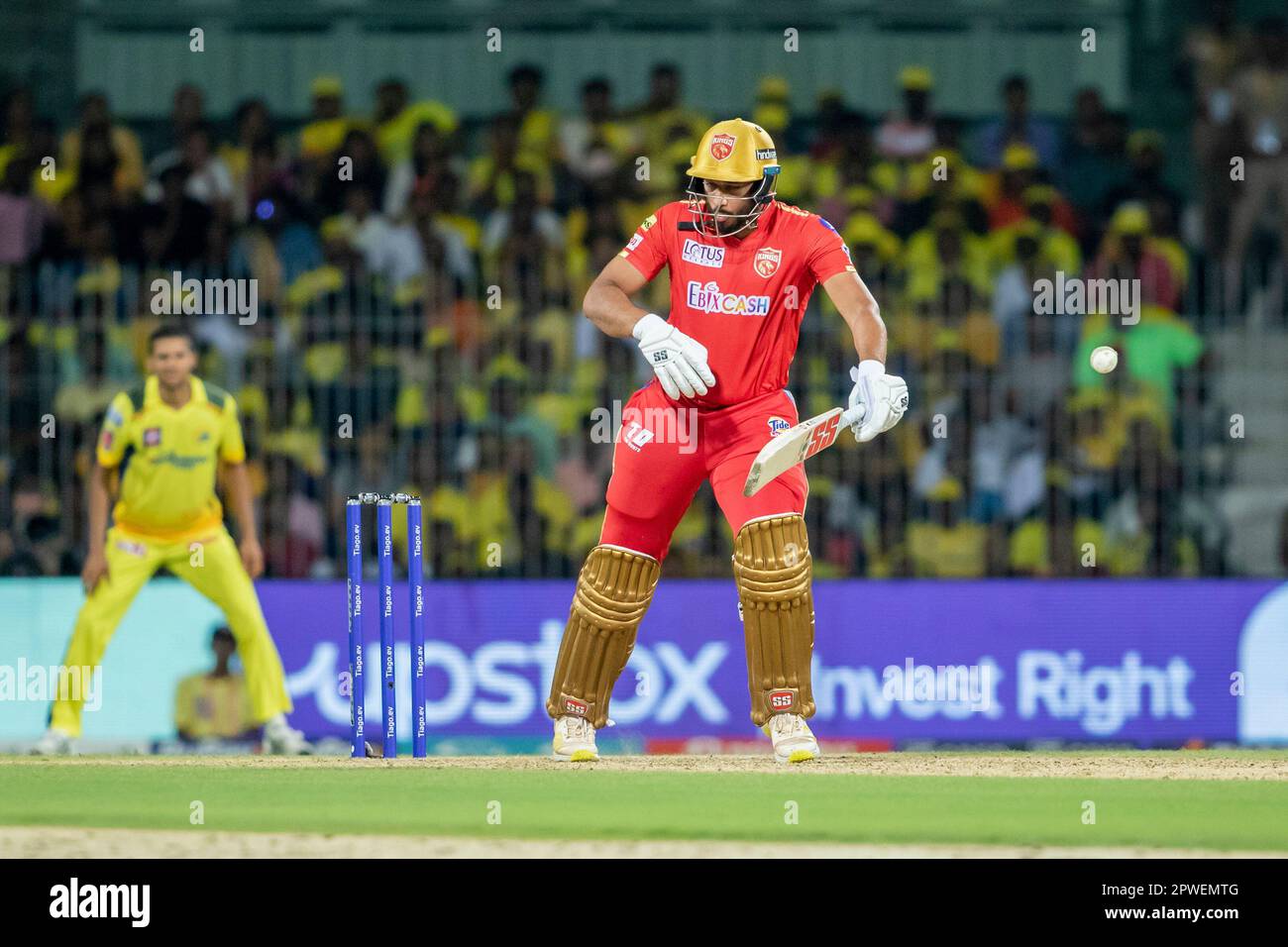 Shahrukh Khan of Punjab Kings plays a shot during the Indian ...
