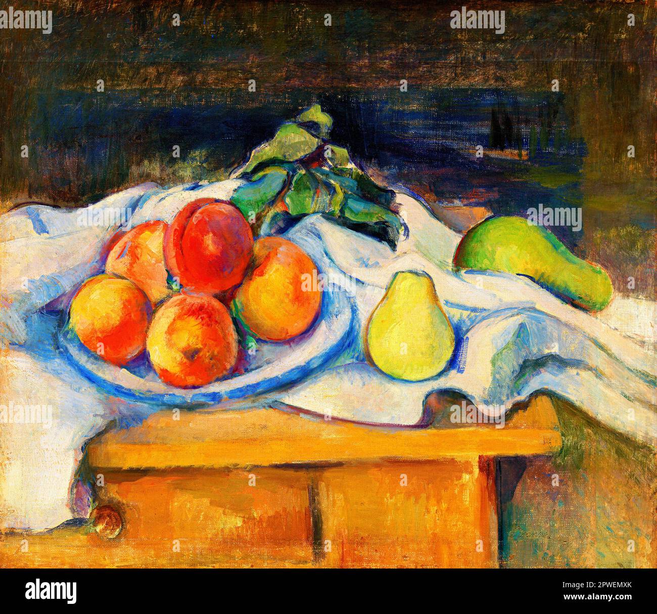 Fruit on a Table  by Paul Ceacute; zanne. Original from Original from Barnes Foundation. Stock Photo