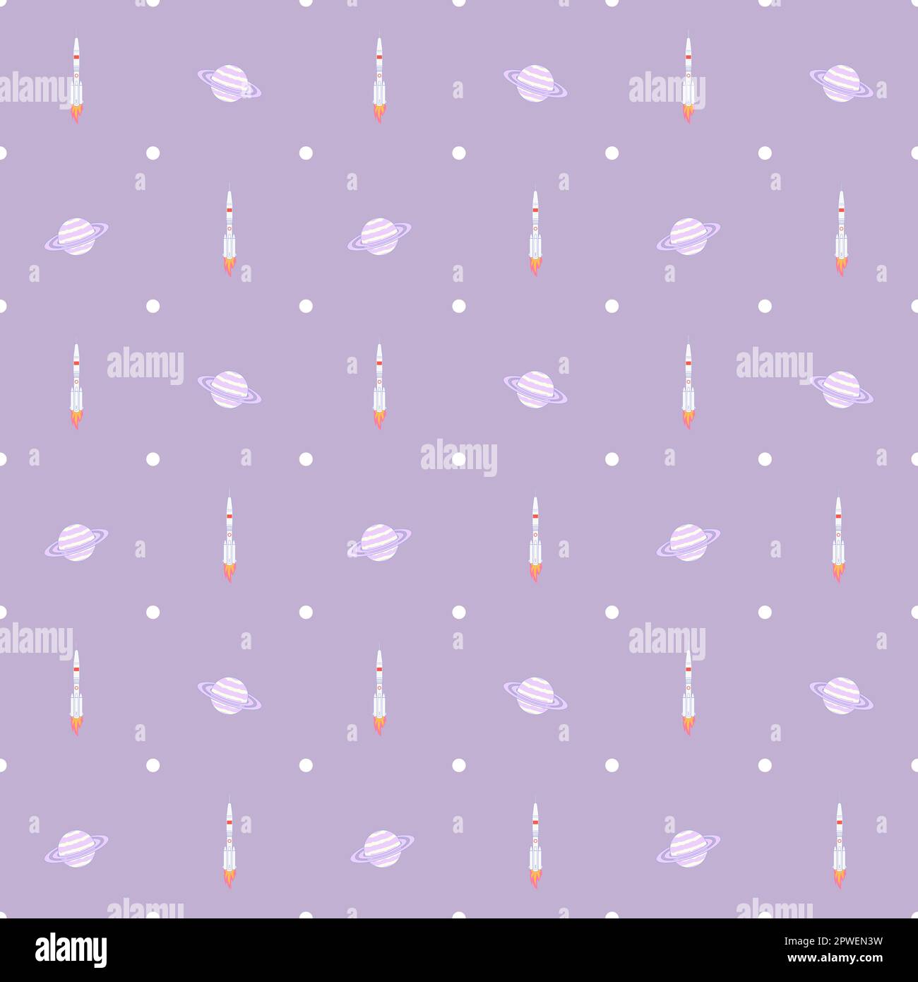 Quad continuous rocket planet vector illustration pattern Stock Vector