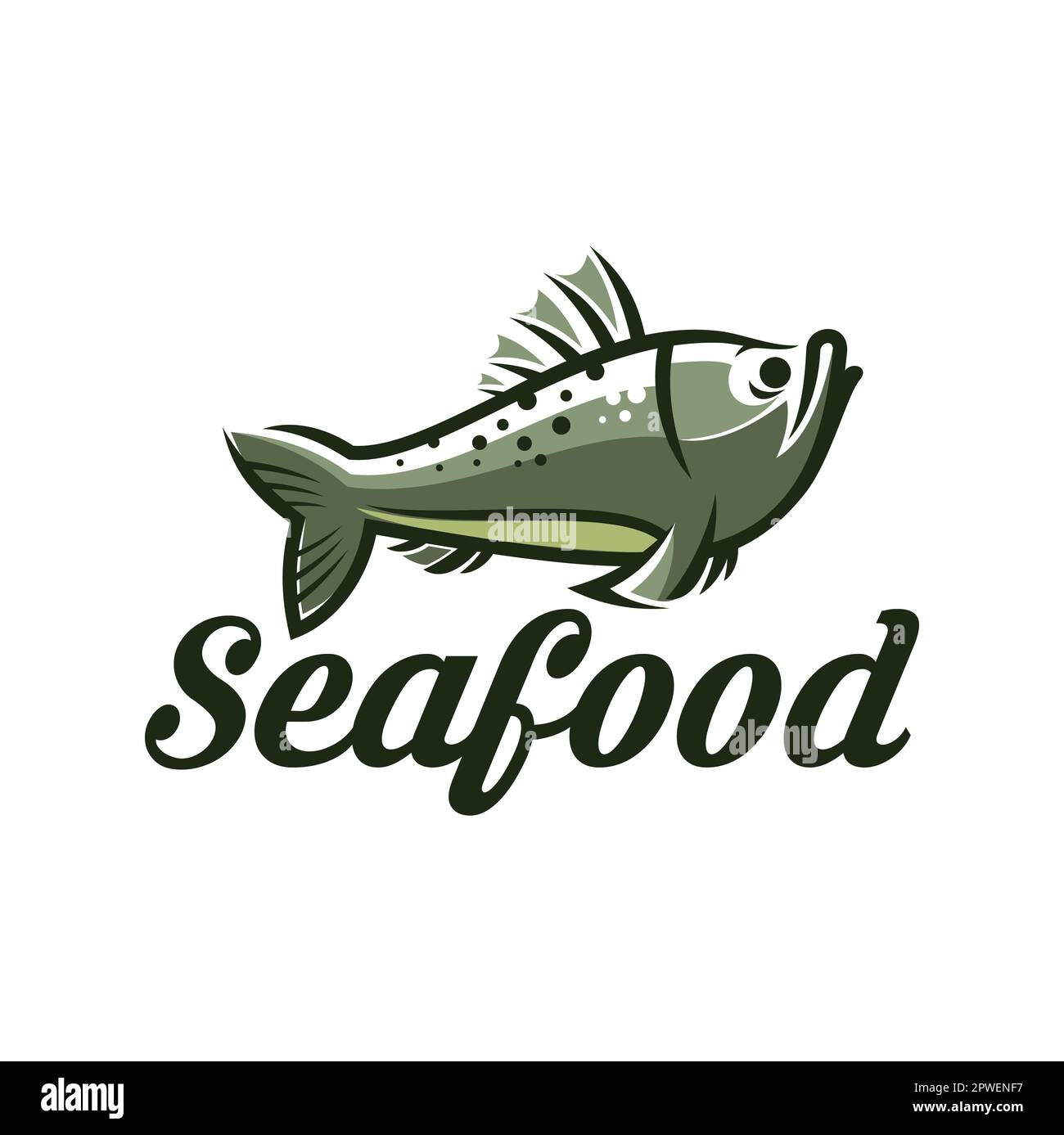 Fish seafood icon. Restaurant or bar sea food menu, fishing company or ...