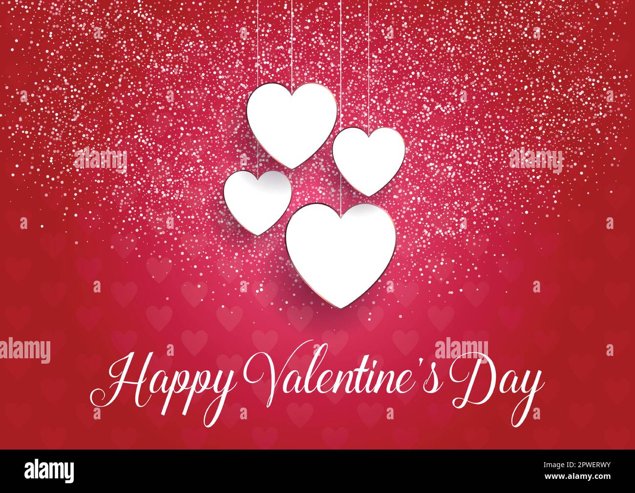 Decorative Valentines Day background with hanging hearts design Stock ...