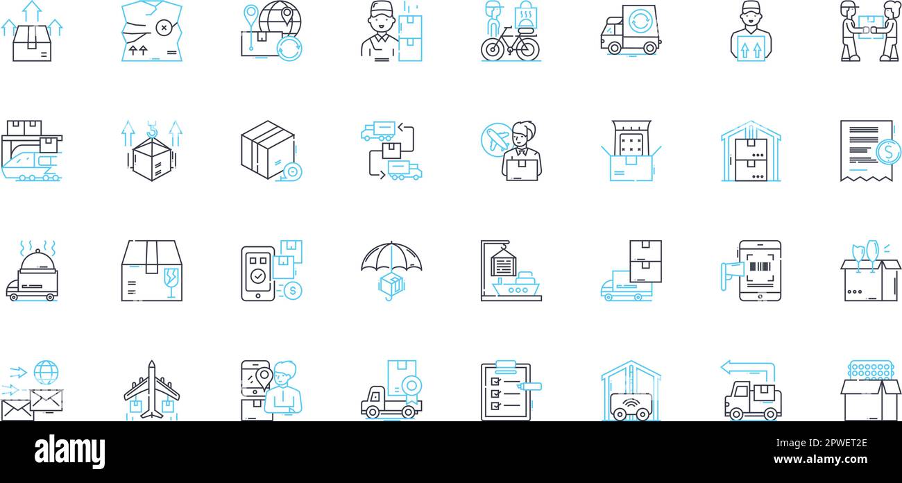 Storage facility linear icons set. Lockers, Warehouse, Units, Depot