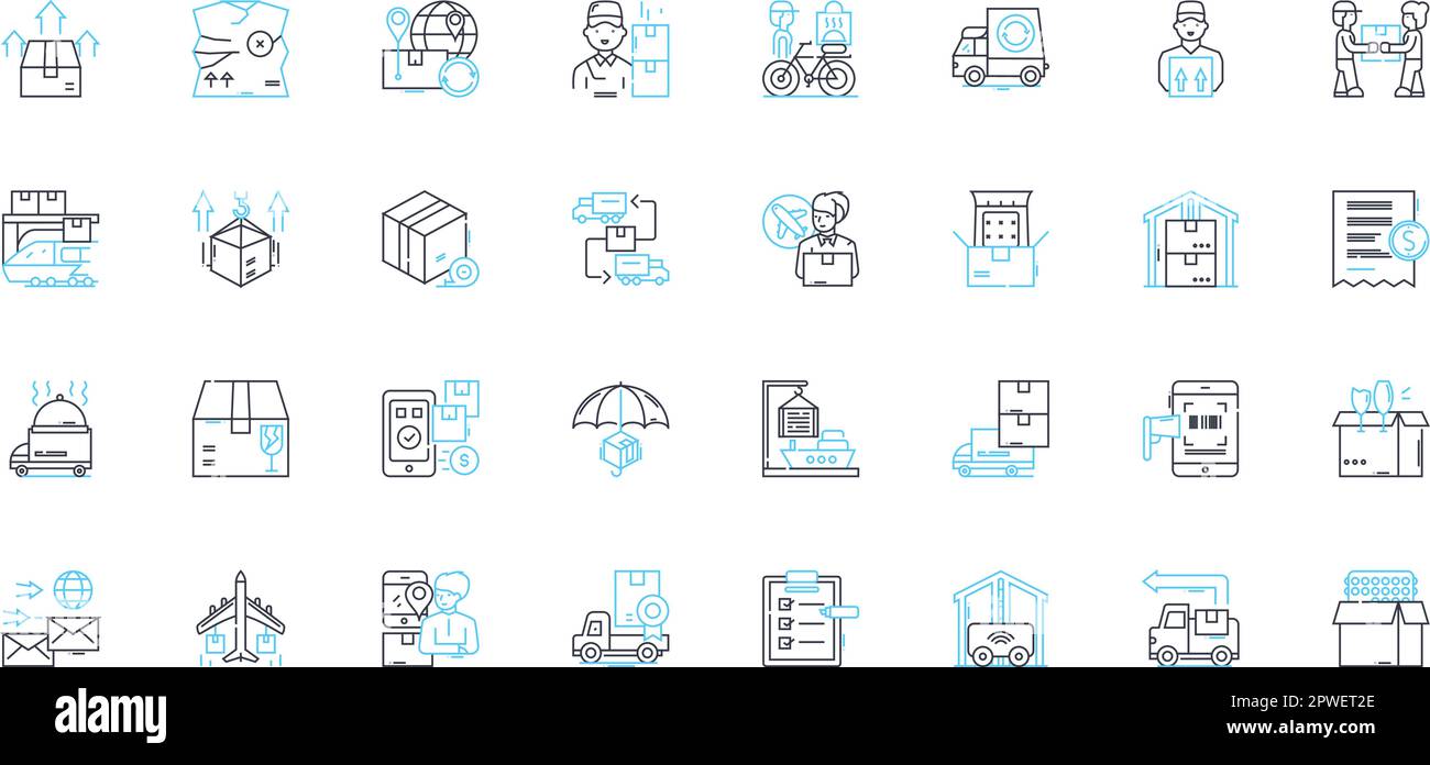 Storage facility linear icons set. Lockers, Warehouse, Units, Depot, Safes, Organizer, Attic line vector and concept signs. Vault,Containers,Chests Stock Vector