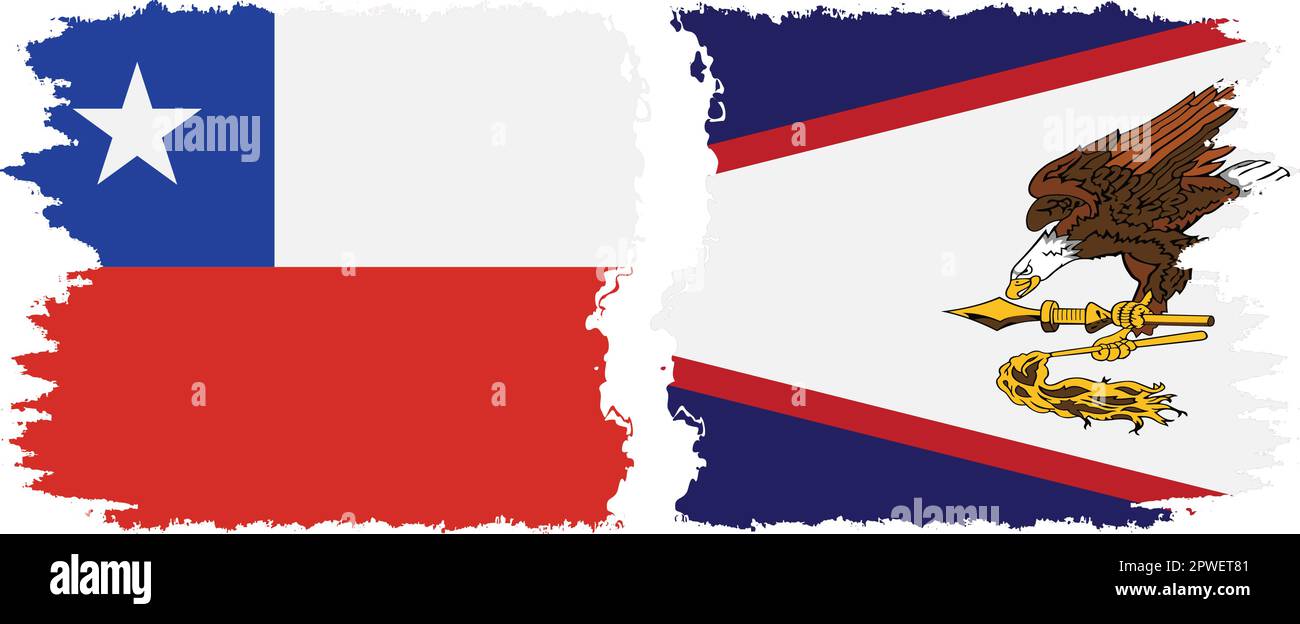 American Samoa and Chile grunge flags connection, vector Stock Vector