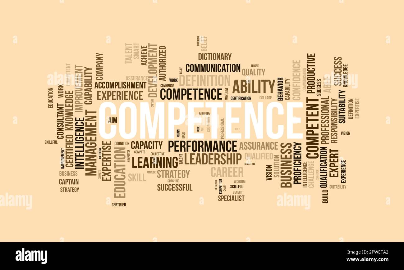 Word cloud background concept for Competence. Leadership performance