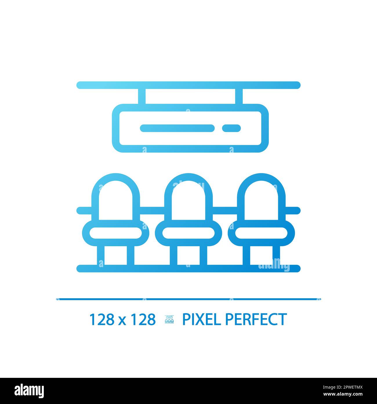 Waiting hall pixel perfect gradient linear vector icon Stock Vector