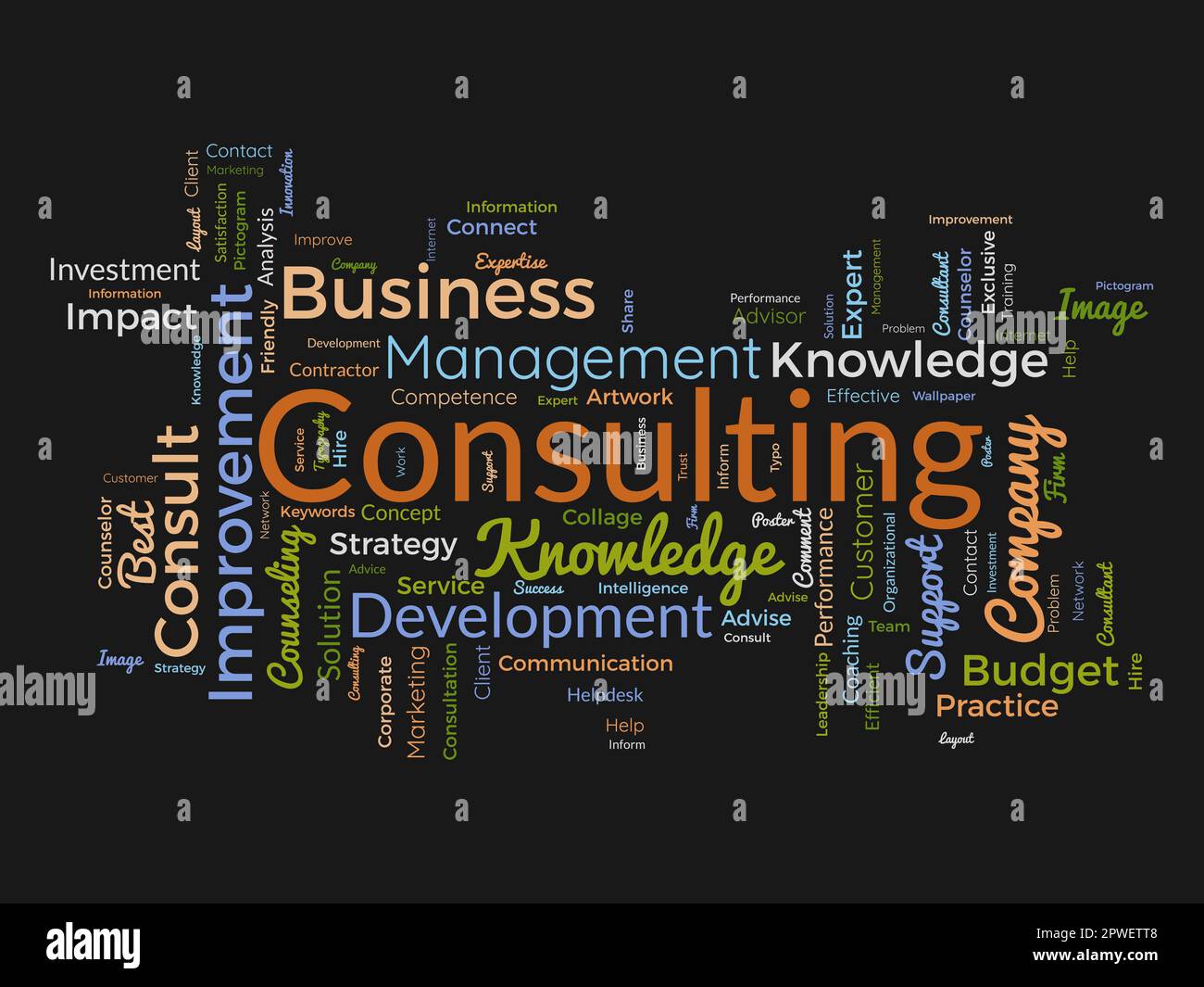 Word cloud background concept for Consulting. Business service solution ...