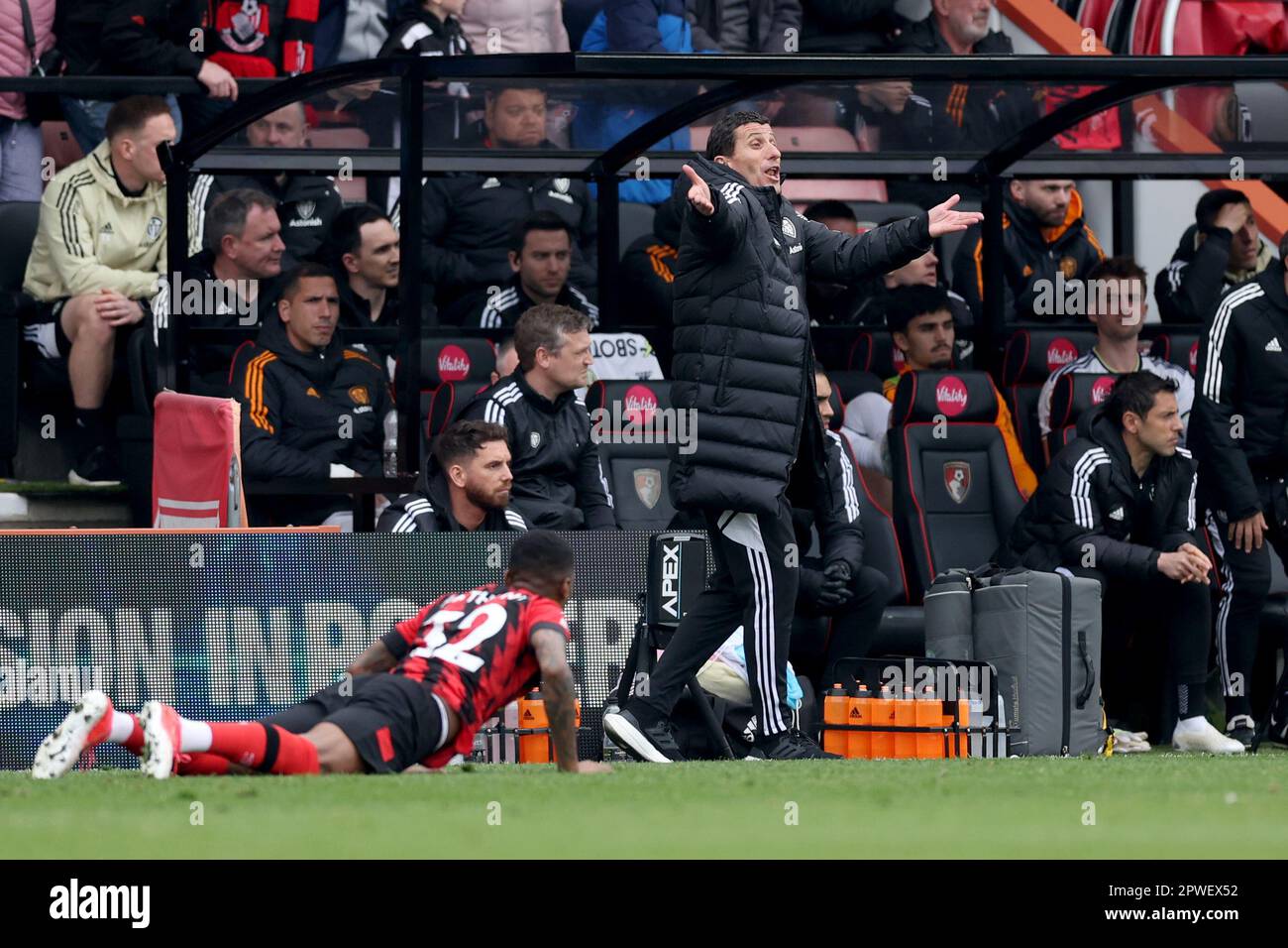 Leeds United Manager, Javi Gracia, reacts during the Premier League