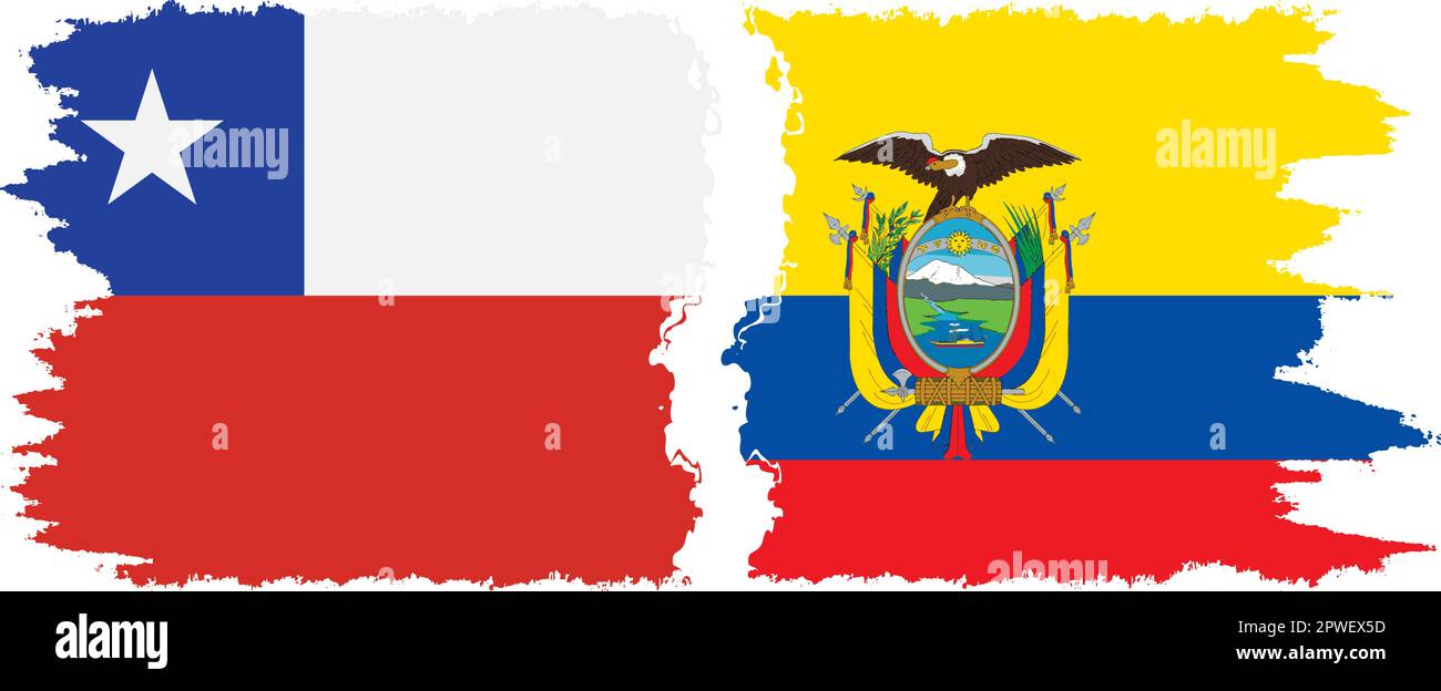 Ecuador and Chile grunge flags connection, vector Stock Vector Image