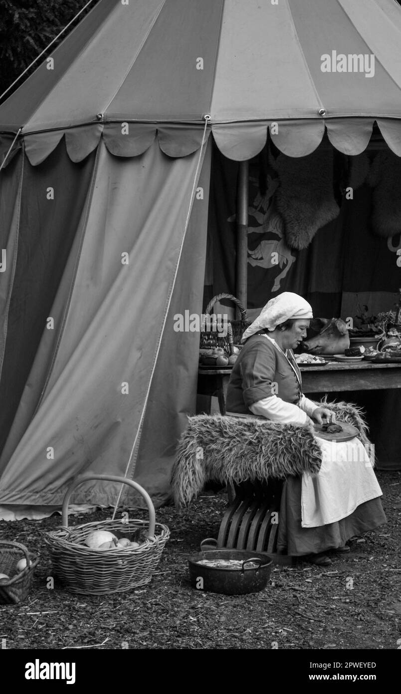 Medieval re-enactment at Warwick Castle, England UK in May 2011 Stock Photo