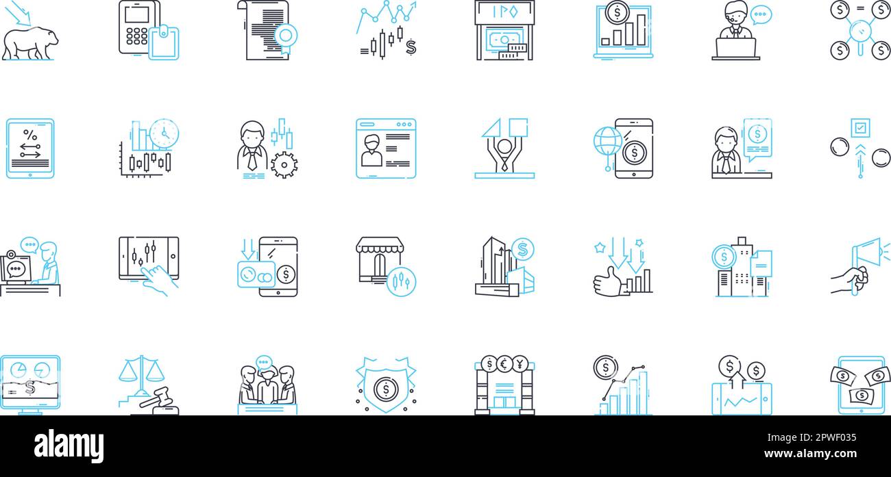 Cost reduction linear icons set. Frugality, Innovation, Optimization, Streamlining, Efficiency, Rationalization, Consolidation line vector and concept Stock Vector