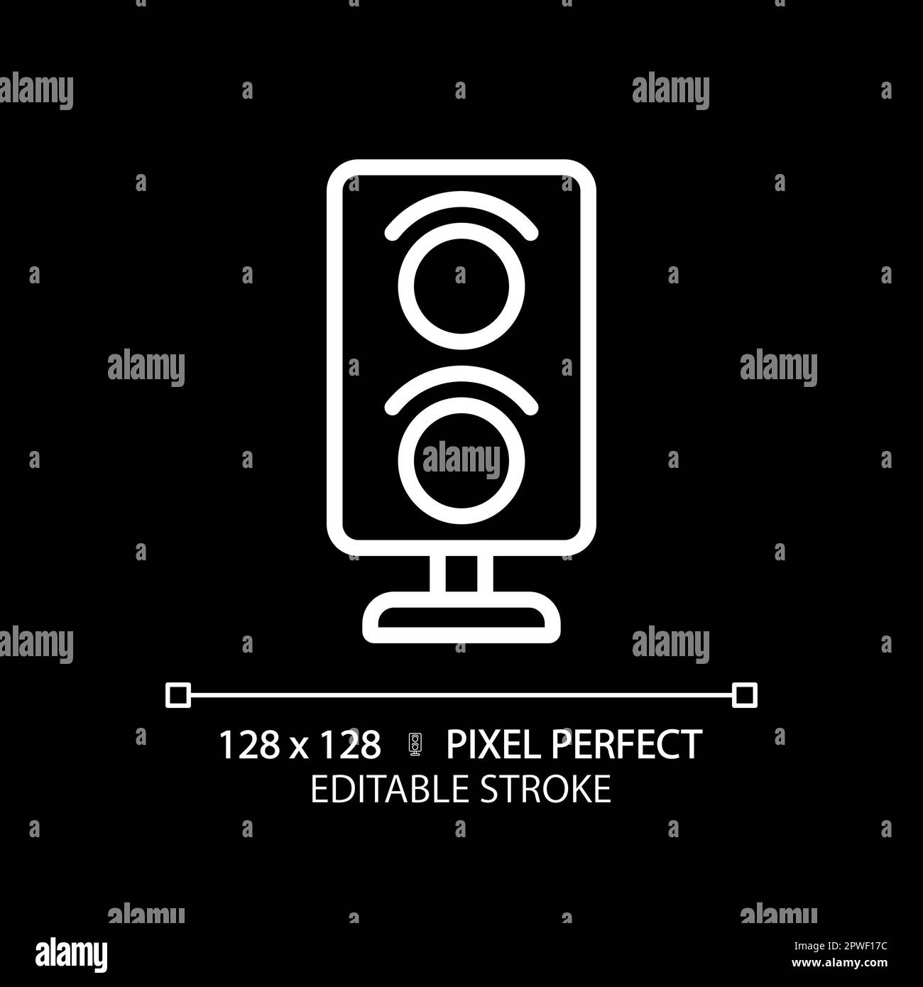 Railway signalling pixel perfect white linear icon for dark theme Stock ...
