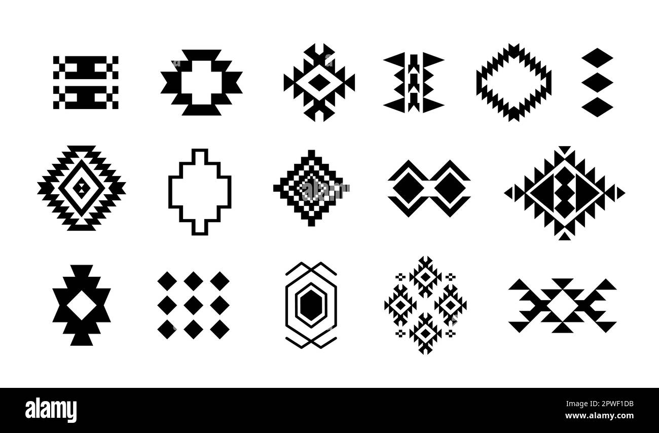 Aztec Navajo Elements set Southwestern symbols Stock Vector