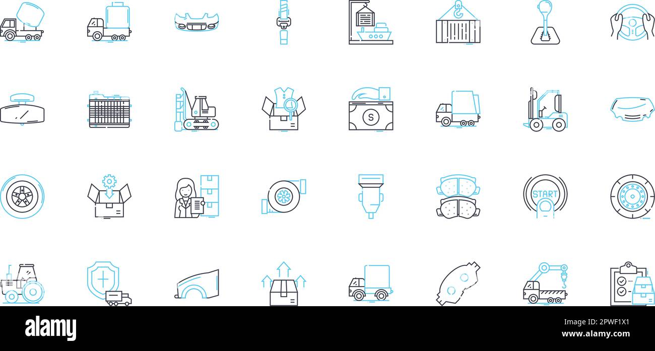 Transit linear icons set. Commute, Public, Transport, Bus, Train, Subway, Metro line vector and concept signs. Tram,Ferry,Carpool outline Stock Vector