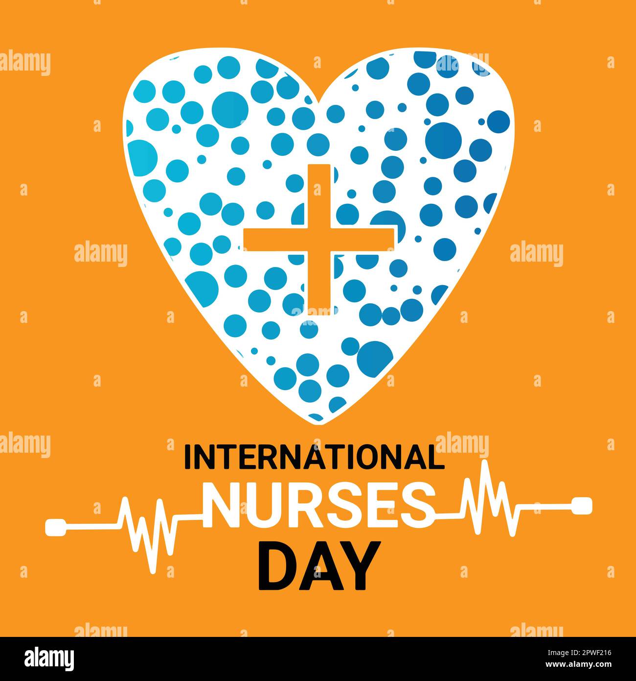 International Nurses Day banner with heart and pulse. May 12. Suitable