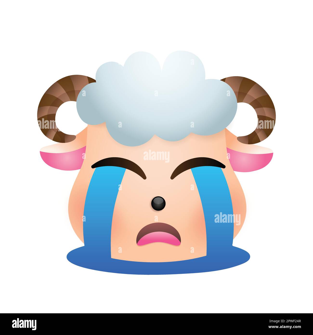 Sheep face cartoon vector illustration isolated. Cute farm animal emoji