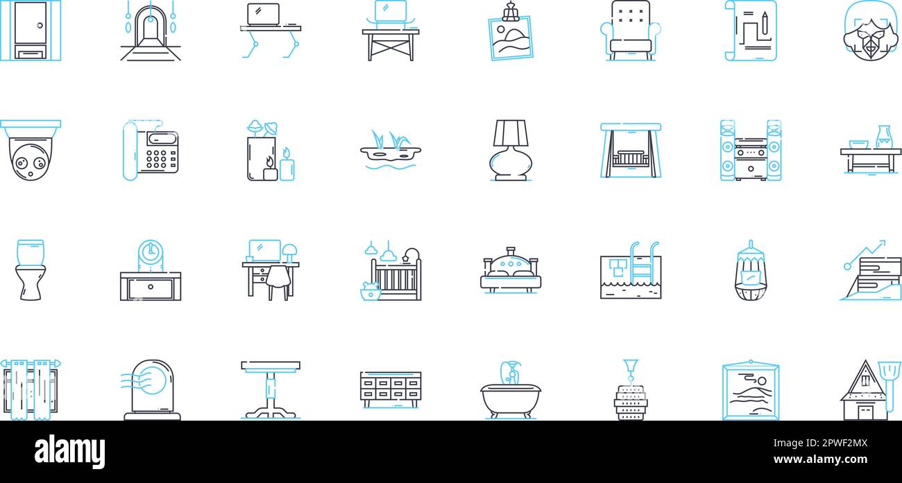 Chairs linear icons set. Comfort, Seating, Upholstery, Backrest, Armrests, Cushioning, Ergonomic line vector and concept signs. Swivel,Reclining Stock Vector