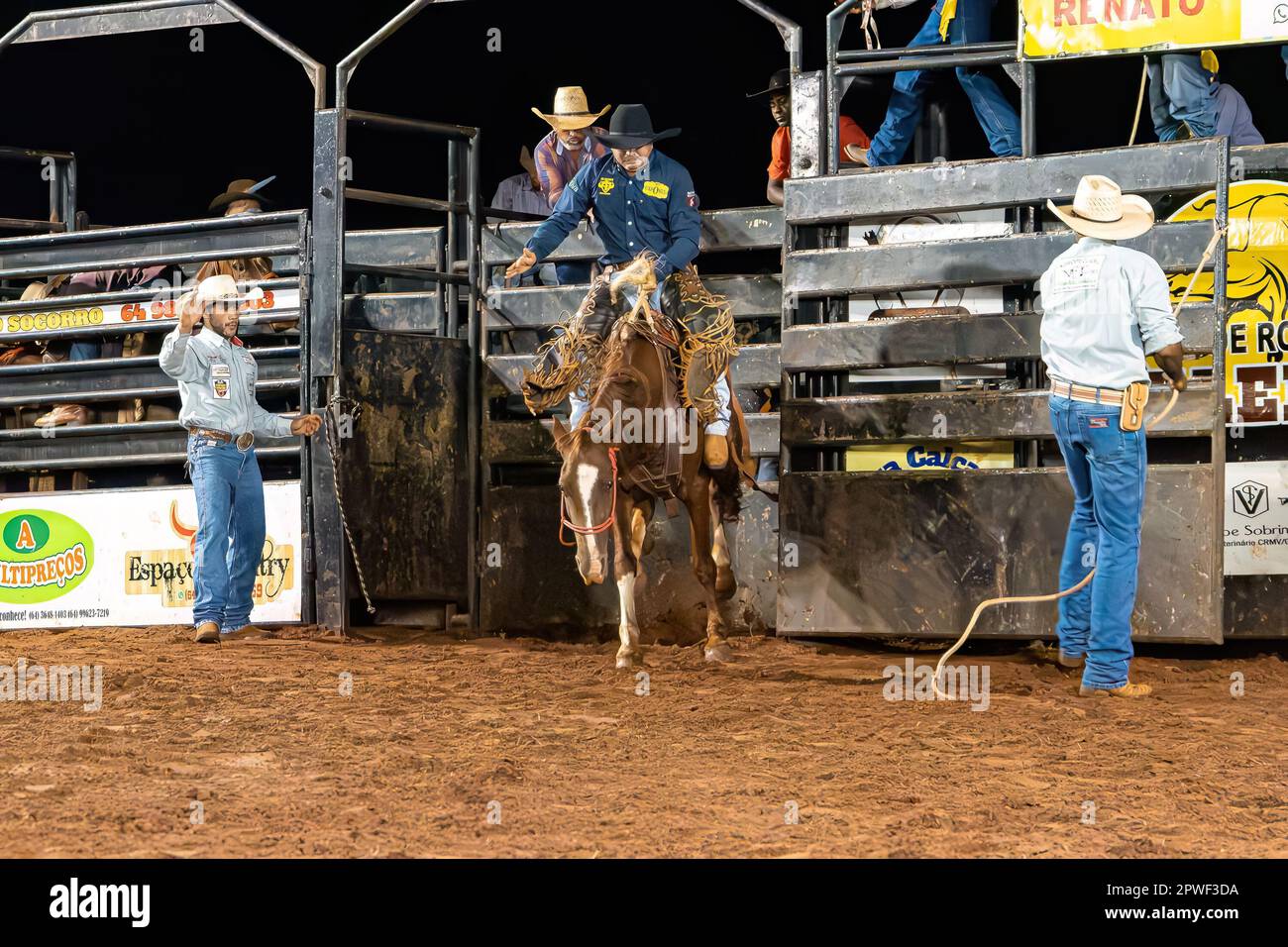 Brazil Rodeo Events Itaja, Goias, Brazil - 04 22 2023: rodeo event in the horse riding ...