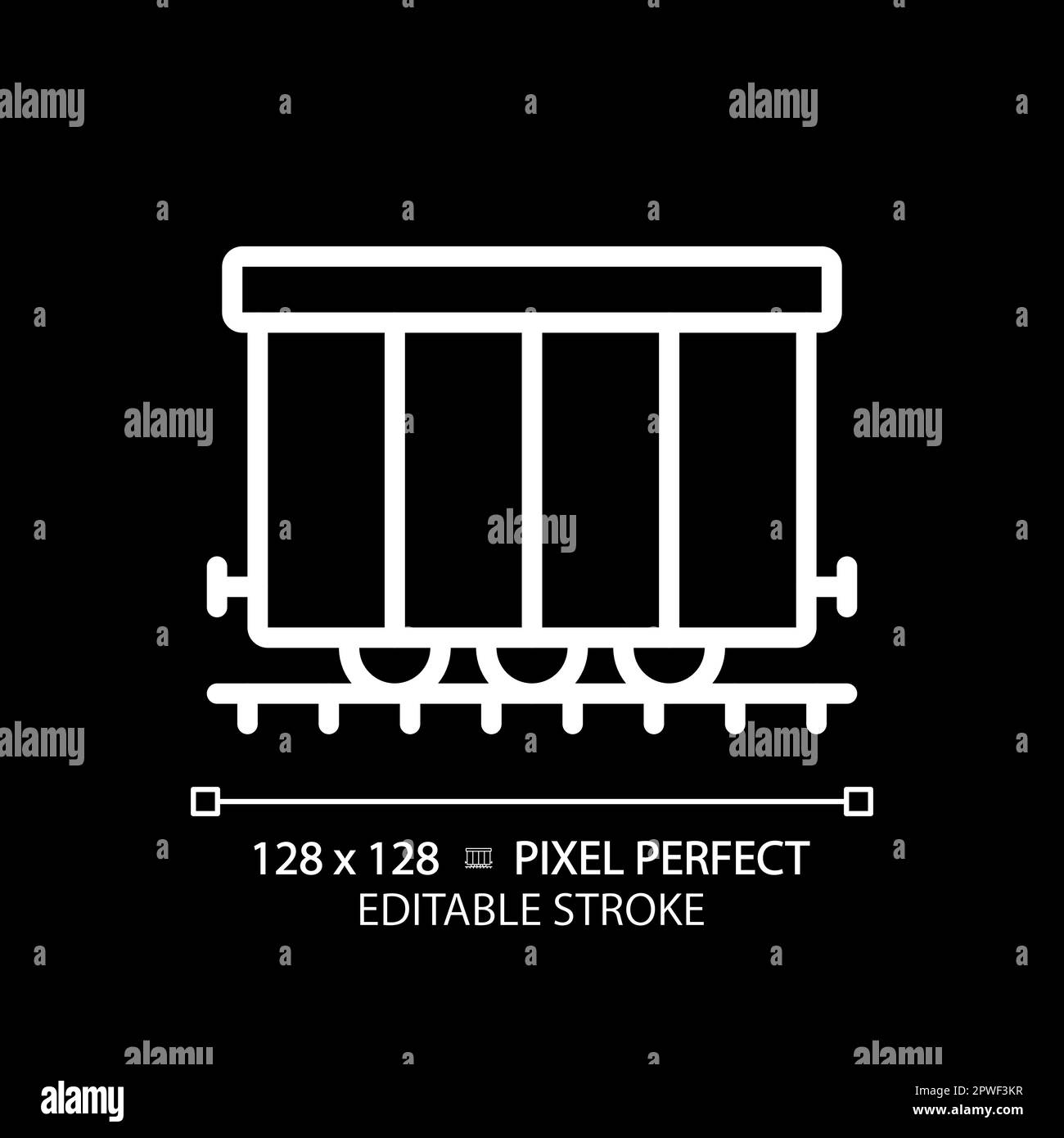 Cargo railroad carriage pixel perfect white linear icon for dark theme ...