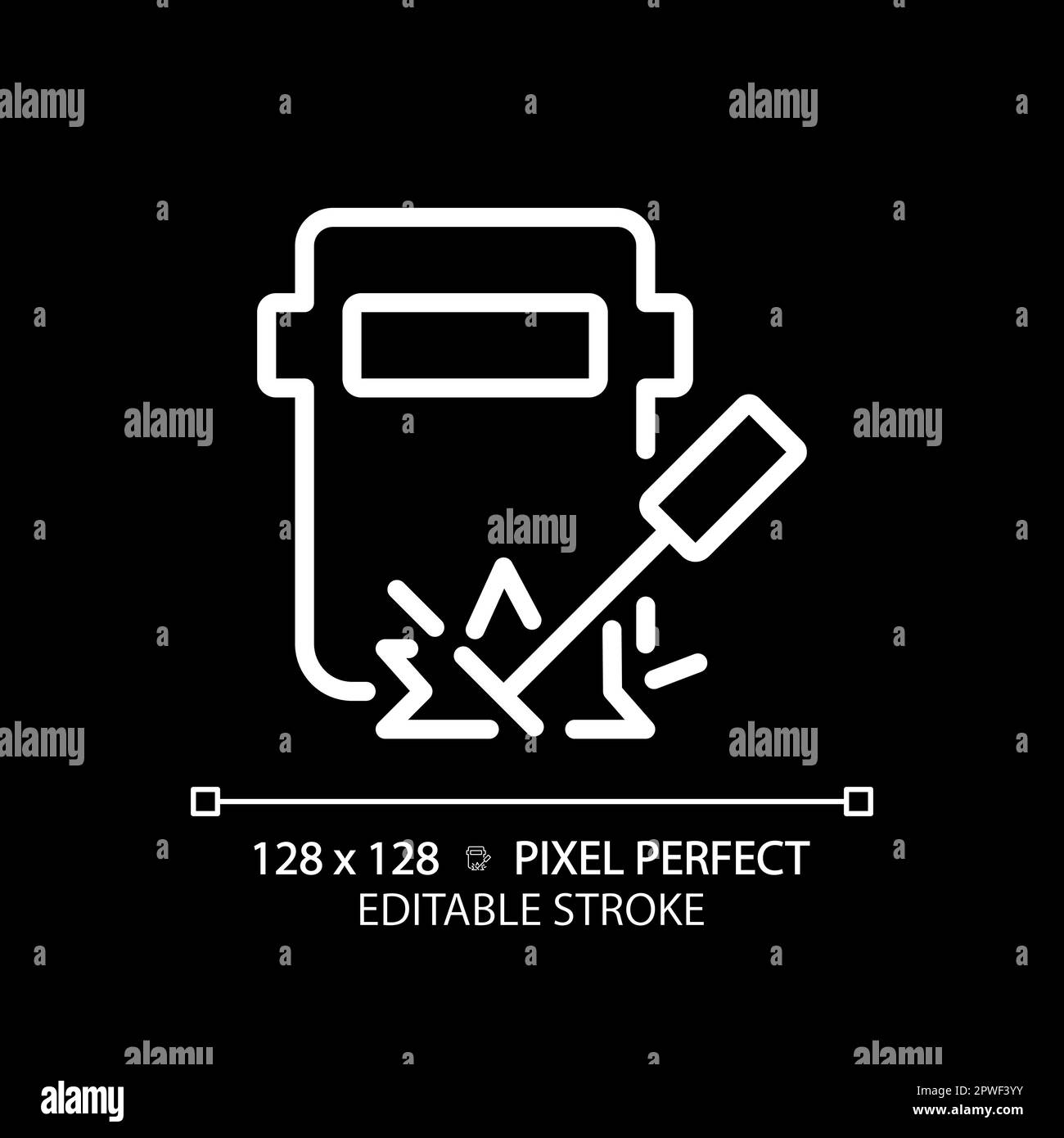 Welding pixel perfect white linear icon for dark theme Stock Vector
