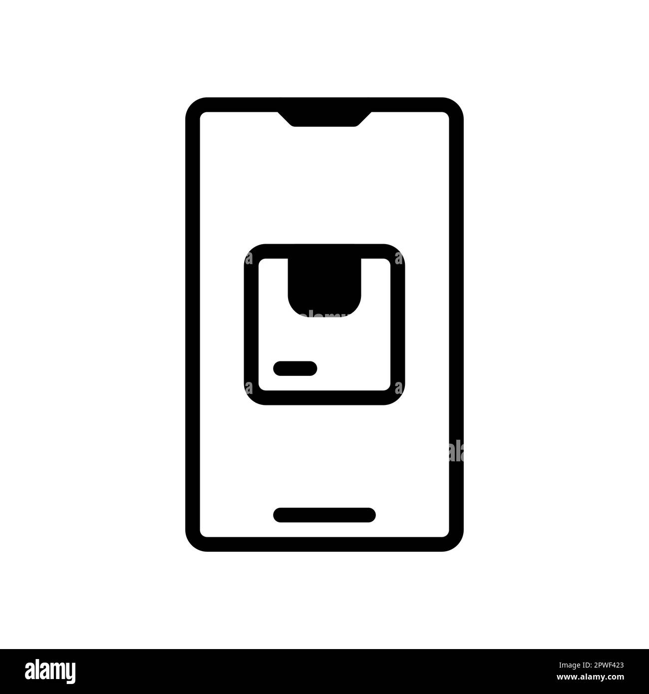 Order Package Online icon, order goods online using a smartphone. Stock Vector