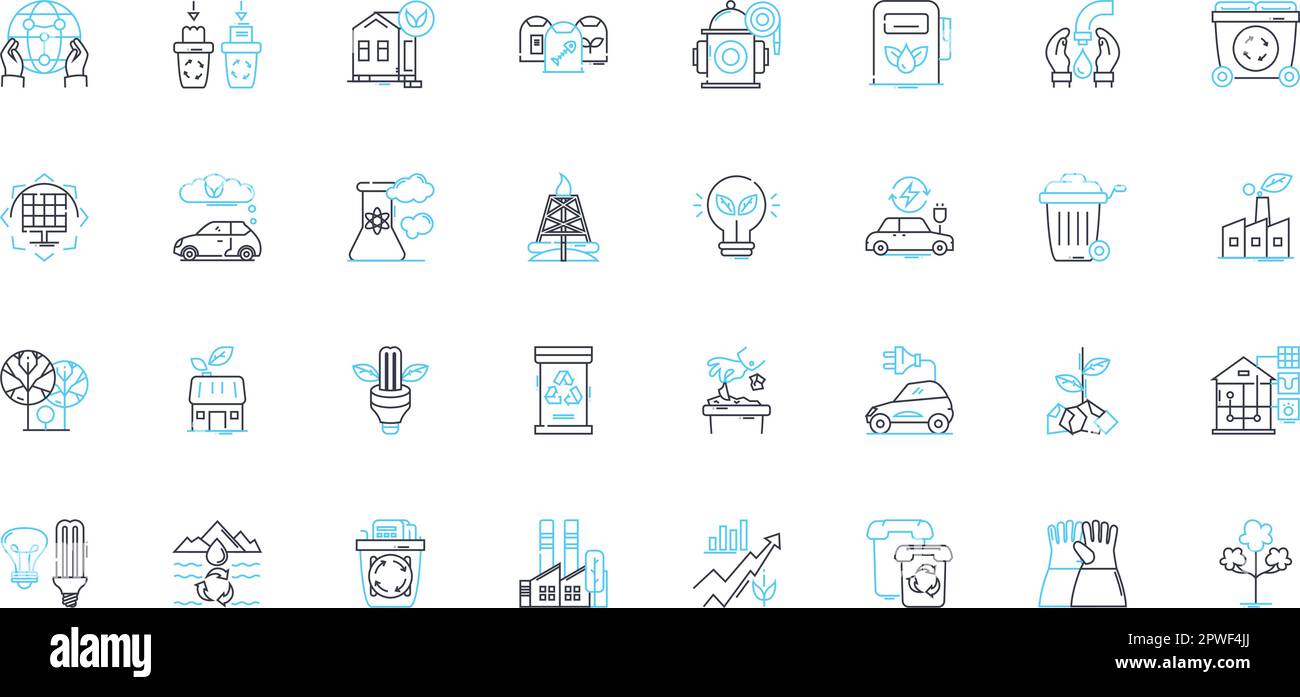 Green sustainability linear icons set. Eco-friendly, Renewable, Carbon ...