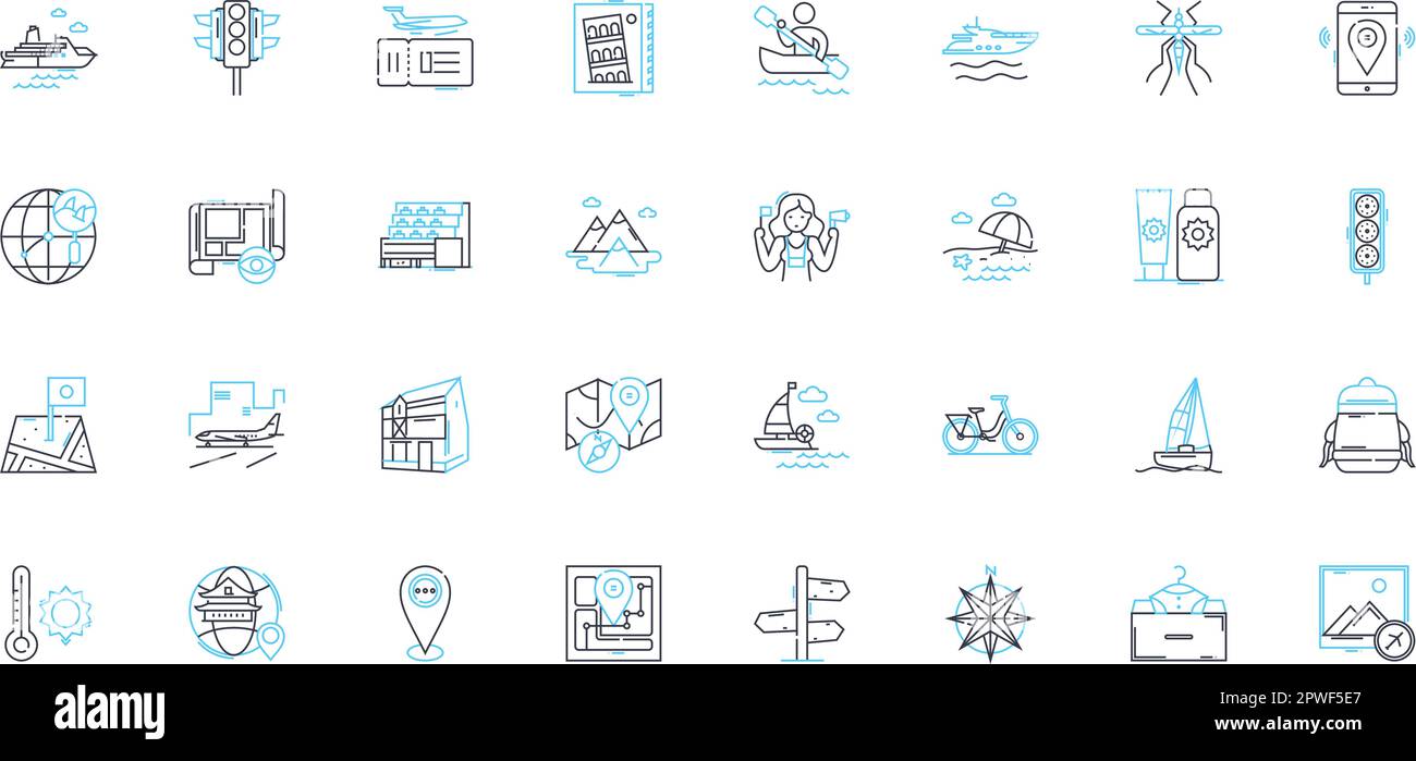 Speed and velocity linear icons set. Accelerate, Momentum, Velocity, Quickness, Dash, Haste, Celerity line vector and concept signs. Swiftness Stock Vector