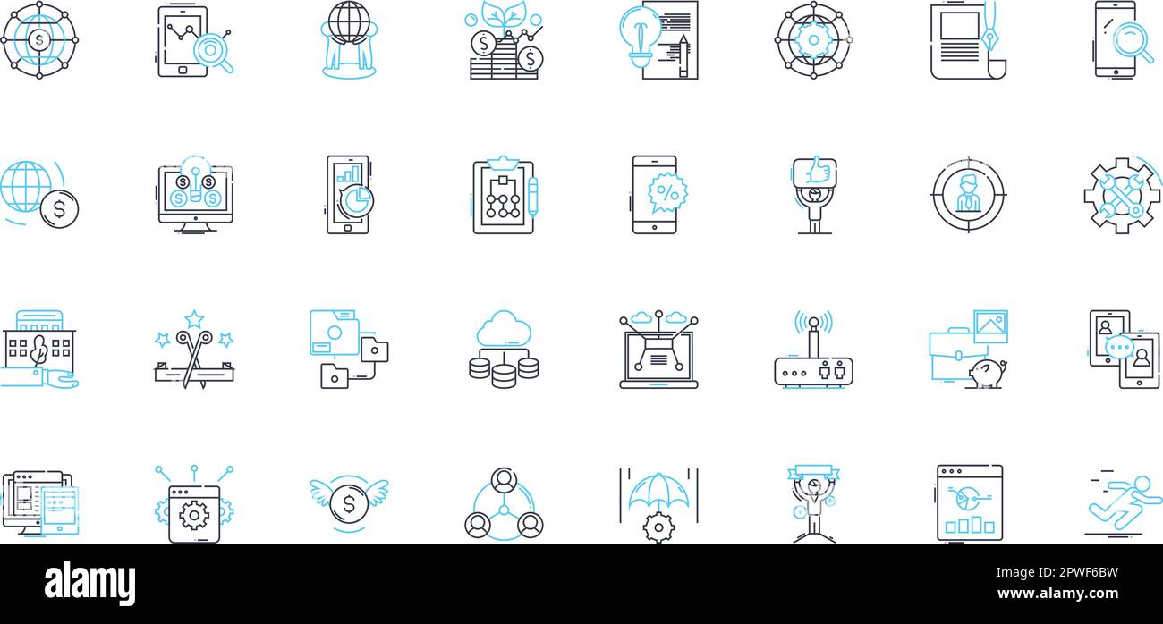 Content analysis linear icons set. Analysis, Content, Data, Text, Research, Trends, Patterns line vector and concept signs. Narrative,Context Stock Vector