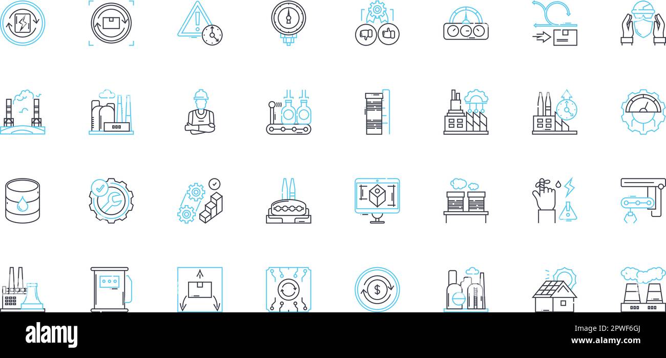 Automated Industry linear icons set. Robotics, Automation, Assembly ...