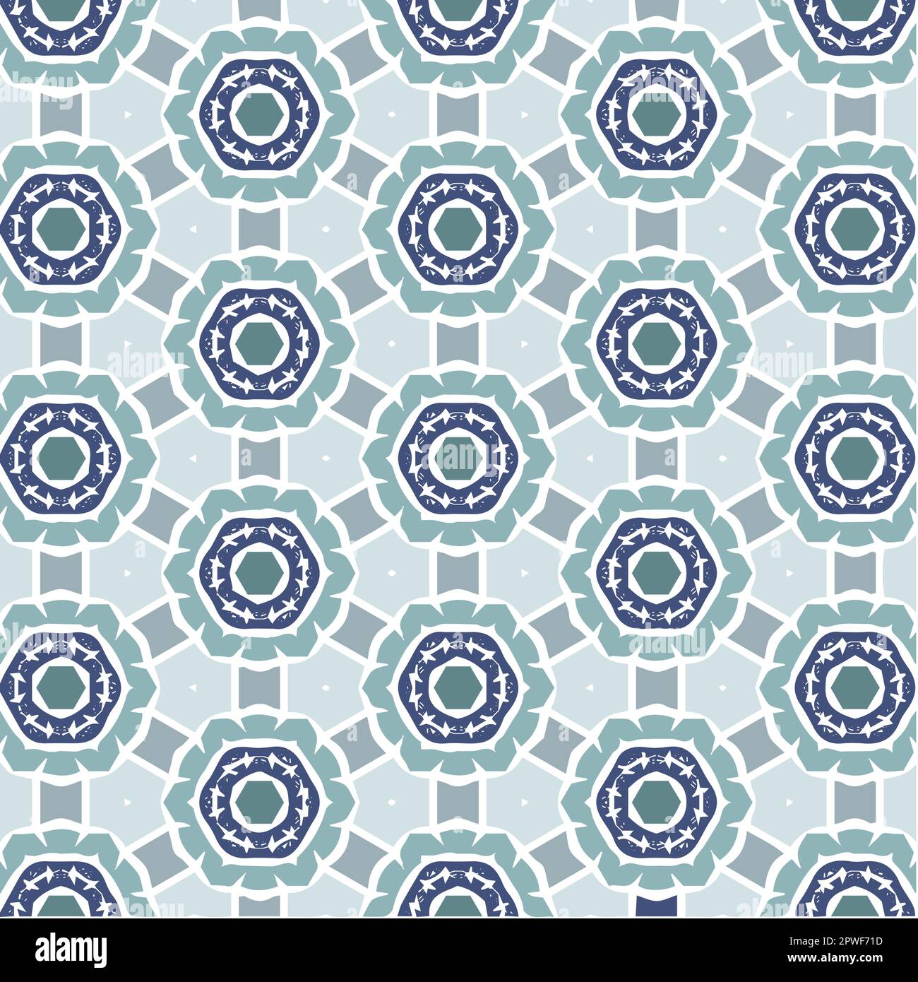 Vector Illustration of Abstract Blue Mandala or Ikat Texture Seamless ...