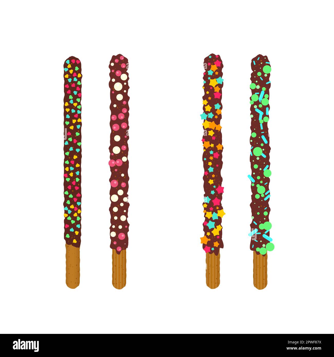 Frosted chocolate chip cookie sticks in sprinkles Stock Vector Image