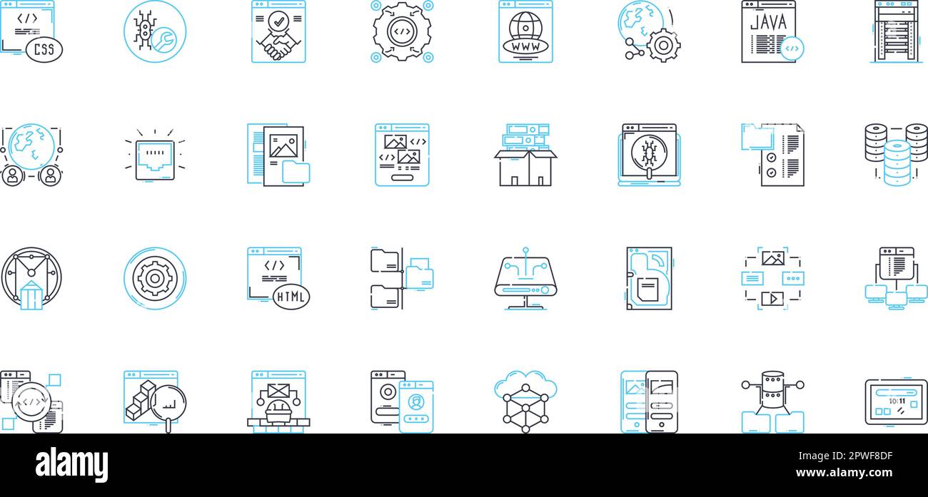 Virtual Security Linear Icons Set Encryption Firewall Antivirus