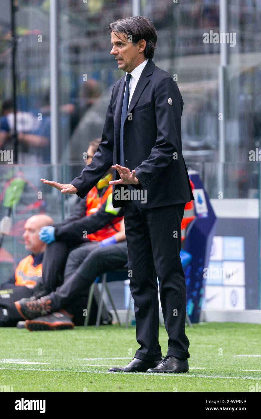 Milan, Italy - april 30 2023 - Inter vs Lazio serie A - simone inzaghi coach f.c.internazionale Credit: Kines Milano/Alamy Live News Stock Photo