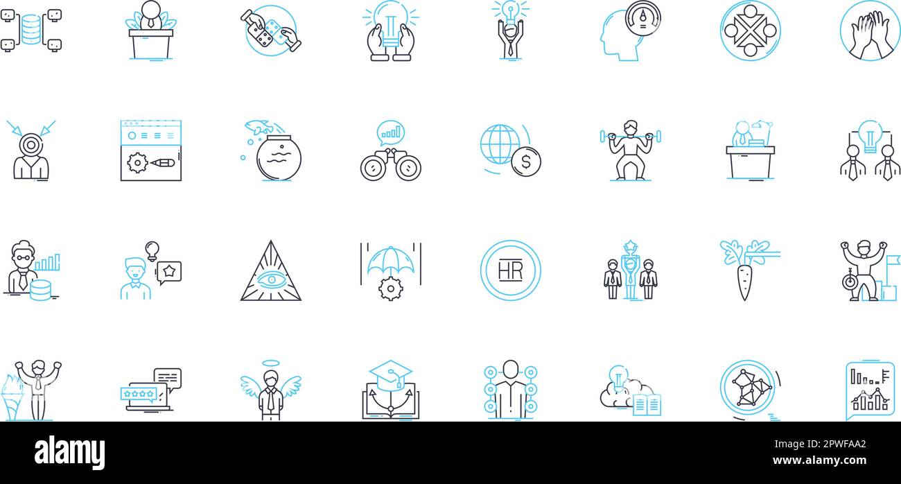 World trade linear icons set. Globalization, Export, Import, Tariffs, Embargo, Free trade, Protectionism line vector and concept signs. Trade barriers Stock Vector