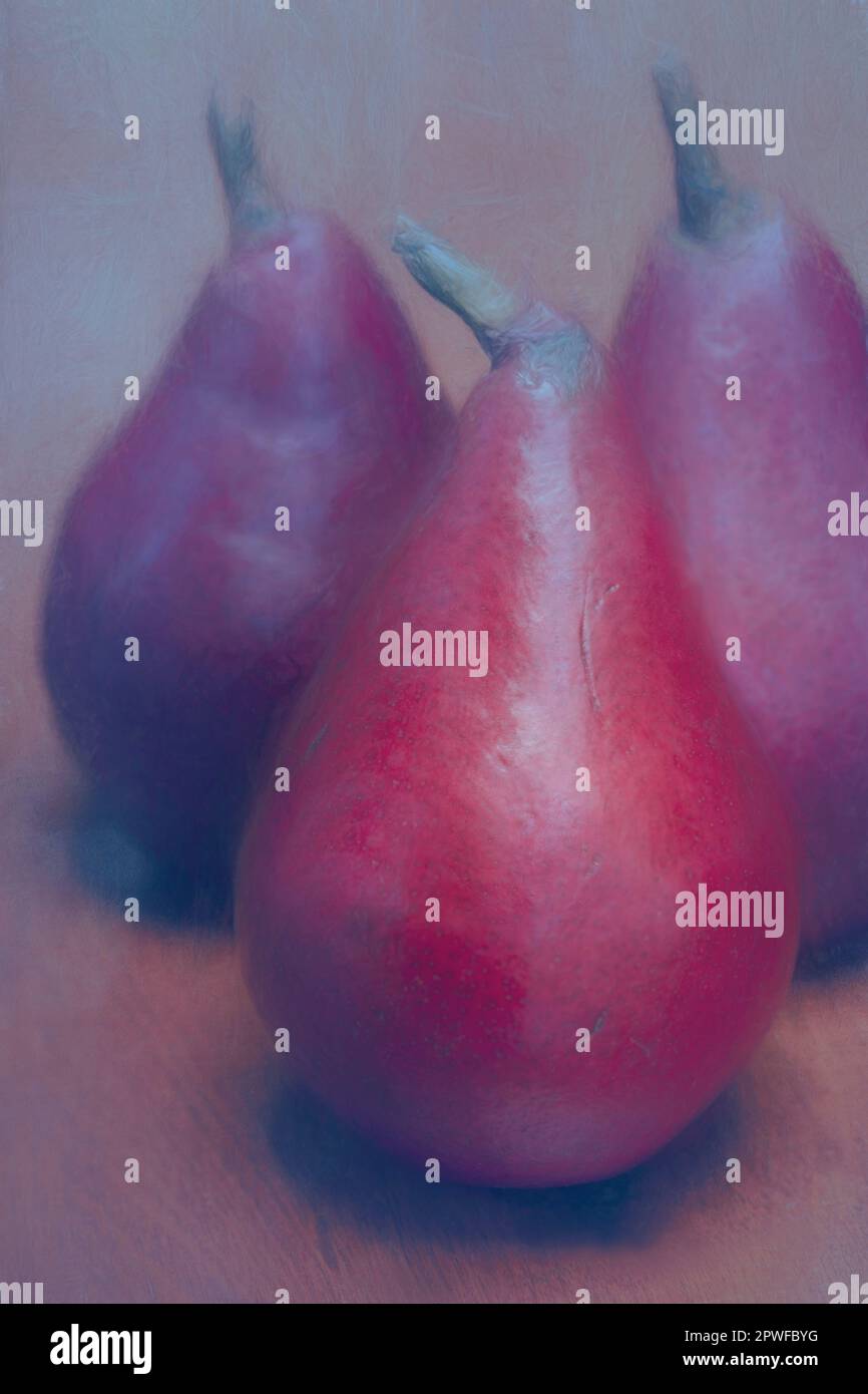 Three red pears. Stock Photo