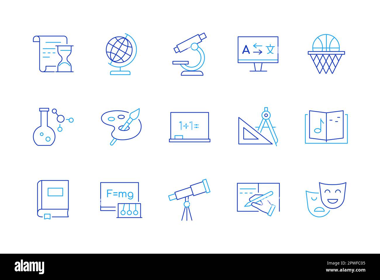 Science and education - set of modern line design style icons Stock ...