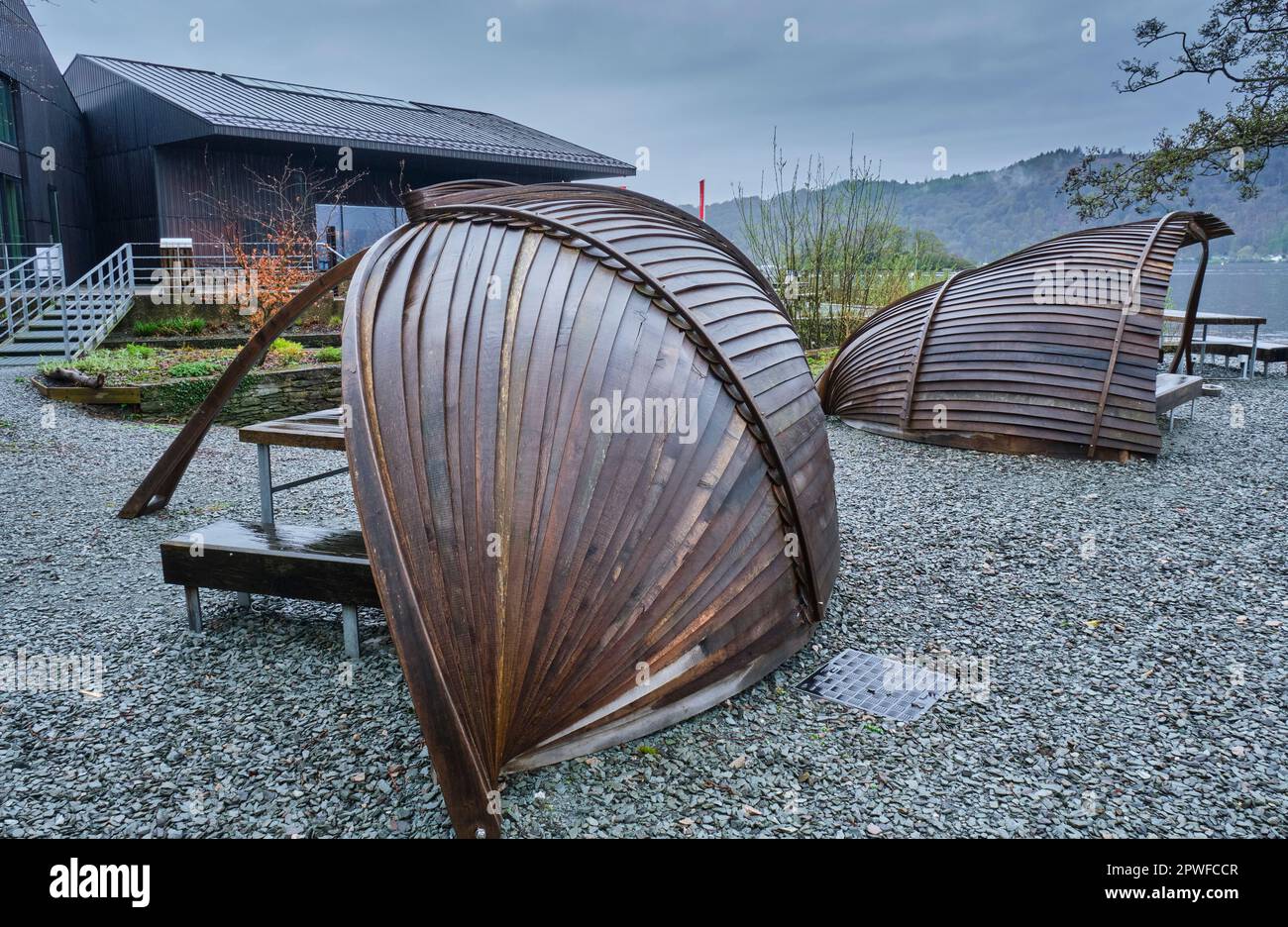 Covered picnic tables at the Windermere Steamboat Museum, Bowness on