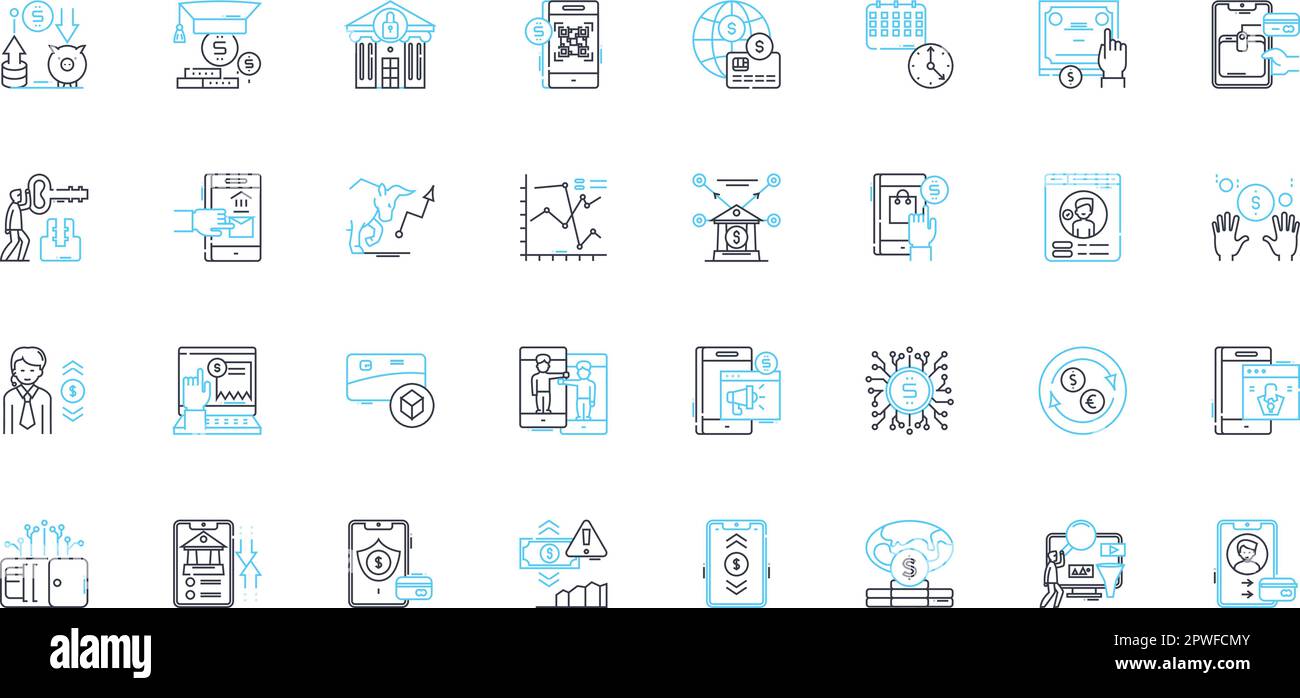 Cash management linear icons set. Budgeting, Forecasting, Optimization ...
