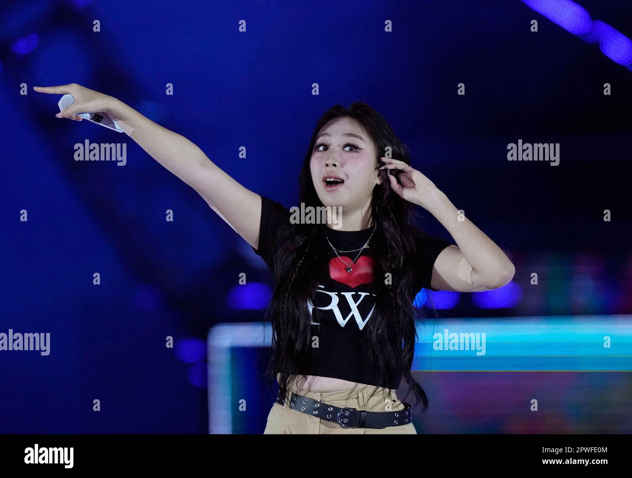 K-pop singer Lee Young Ji performs during a K-Pop concert as part of Seoul  Festa 2023 at Jamsil Sports Complex in Seoul, South Korea, Sunday, April  30, 2023. (AP Photo/Ahn Young-joon Stock