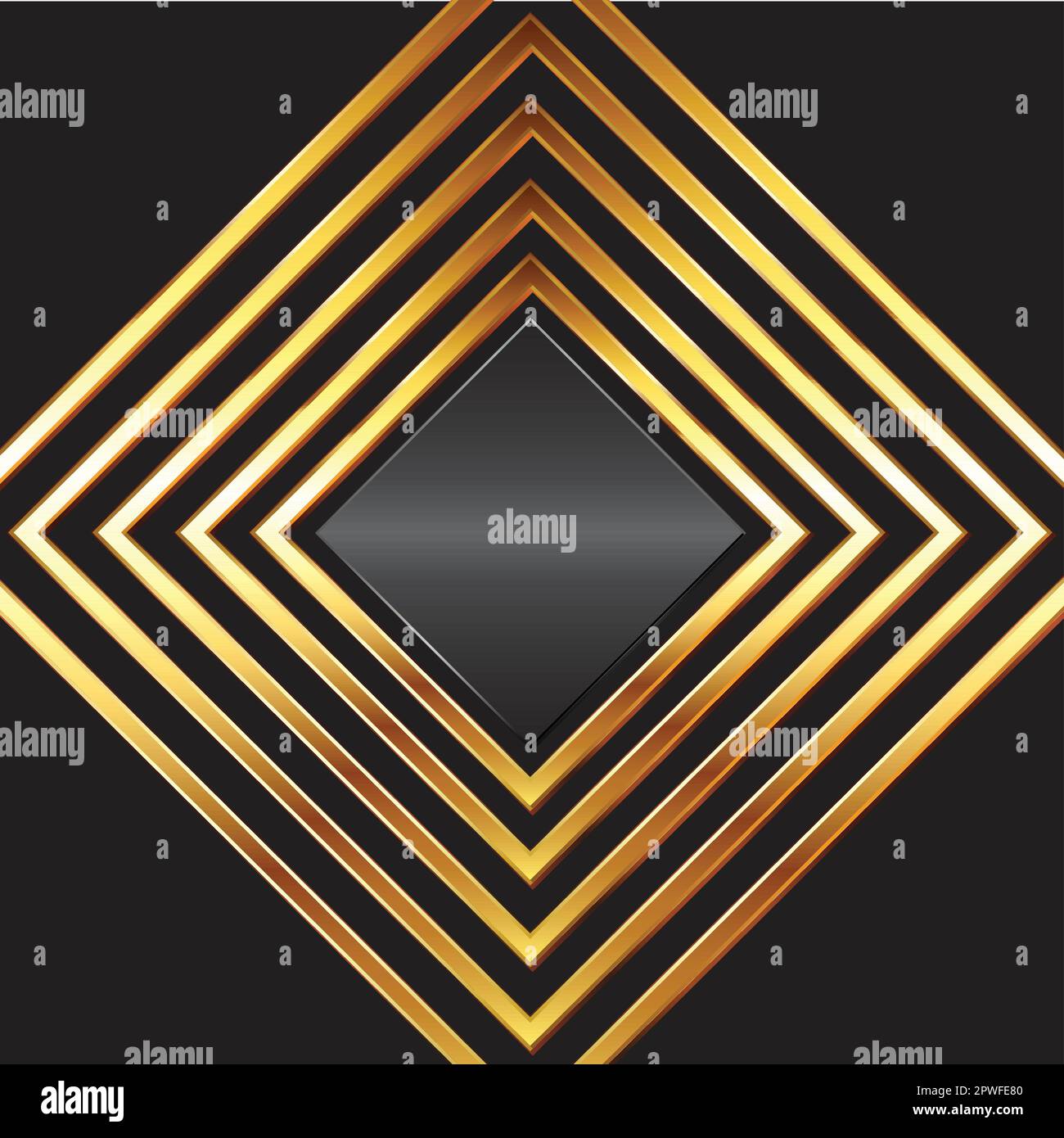 Abstract background with metallic gold diamond frame Stock Vector Image