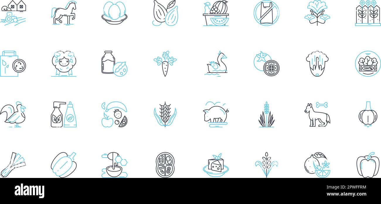 Green garden linear icons set. Sustainable, Verdant, Luscious, Eco ...