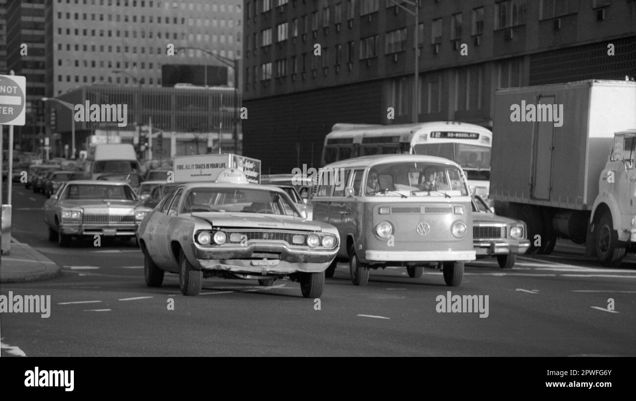 Cars on the street, Philadelphia, USA, 1976 Stock Photo