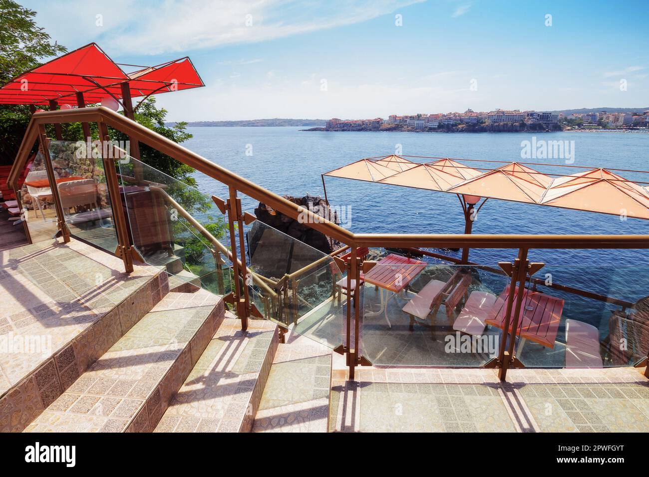 steps near the seaside. vacation and leisure background Stock Photo
