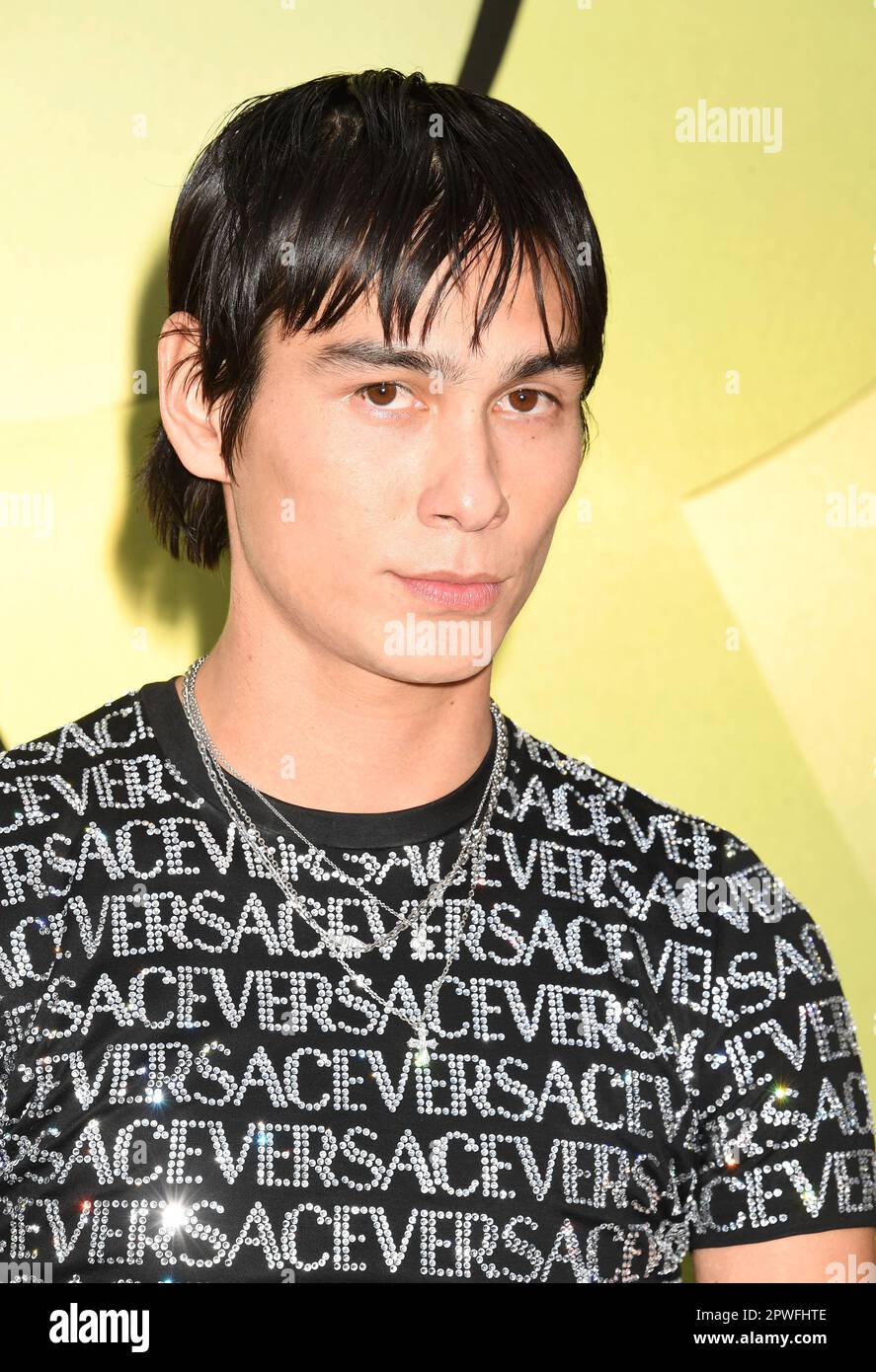 WEST HOLLYWOOD, CALIFORNIA, 3/9/23 Evan Mock attends the Versace Fall