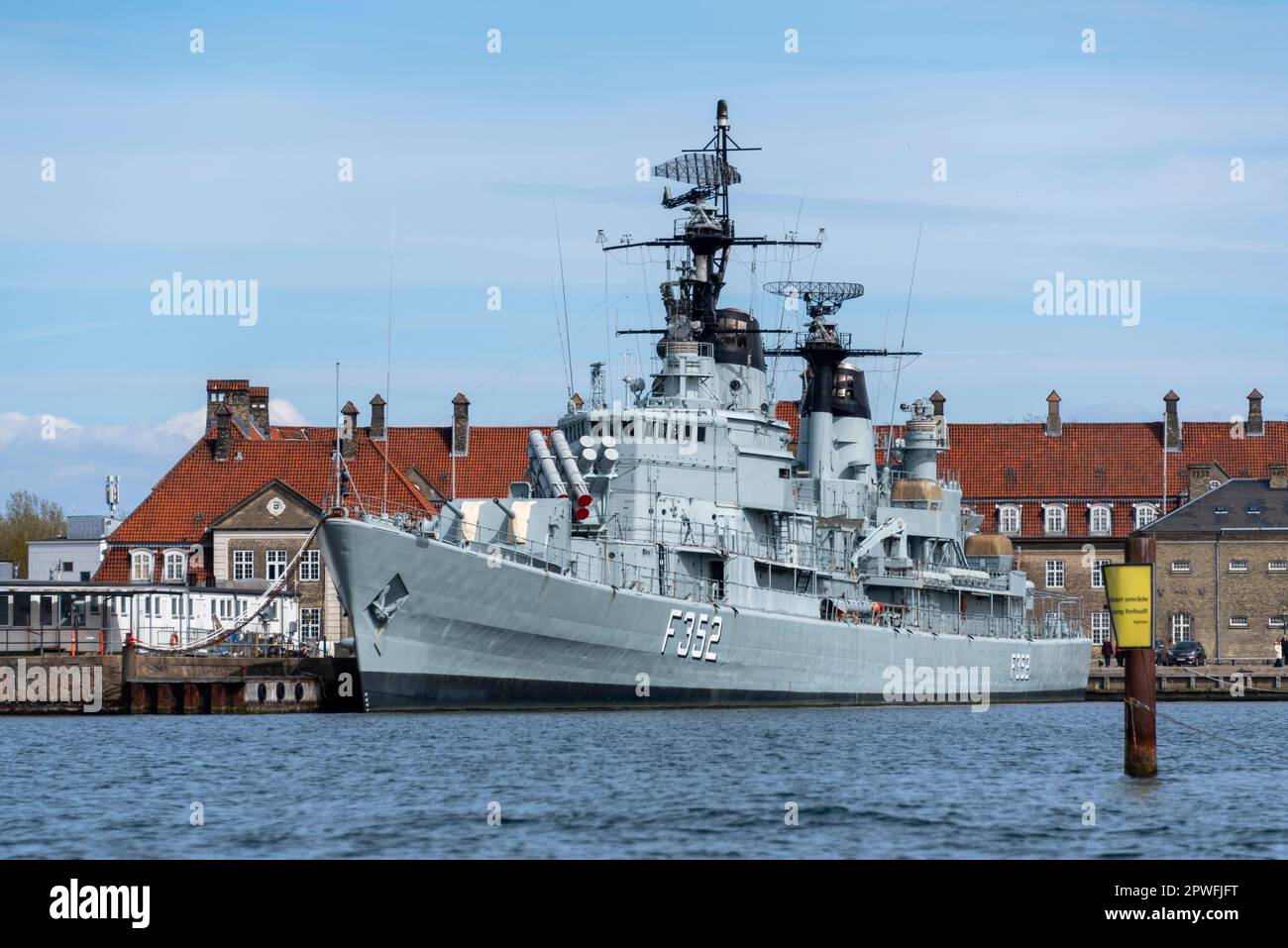 The Peder Skram (F352), a former frigate of the Danish Navy, is anchored at Nyholm in the Copenhagen Naval Station as a museum ship. The ship became f Stock Photo