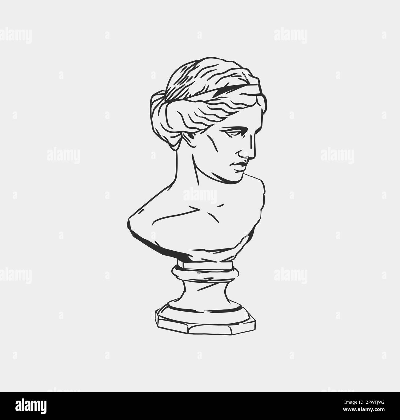Hand drawn vector abstract outline,graphic,line art greek ancient sculpture statue line art