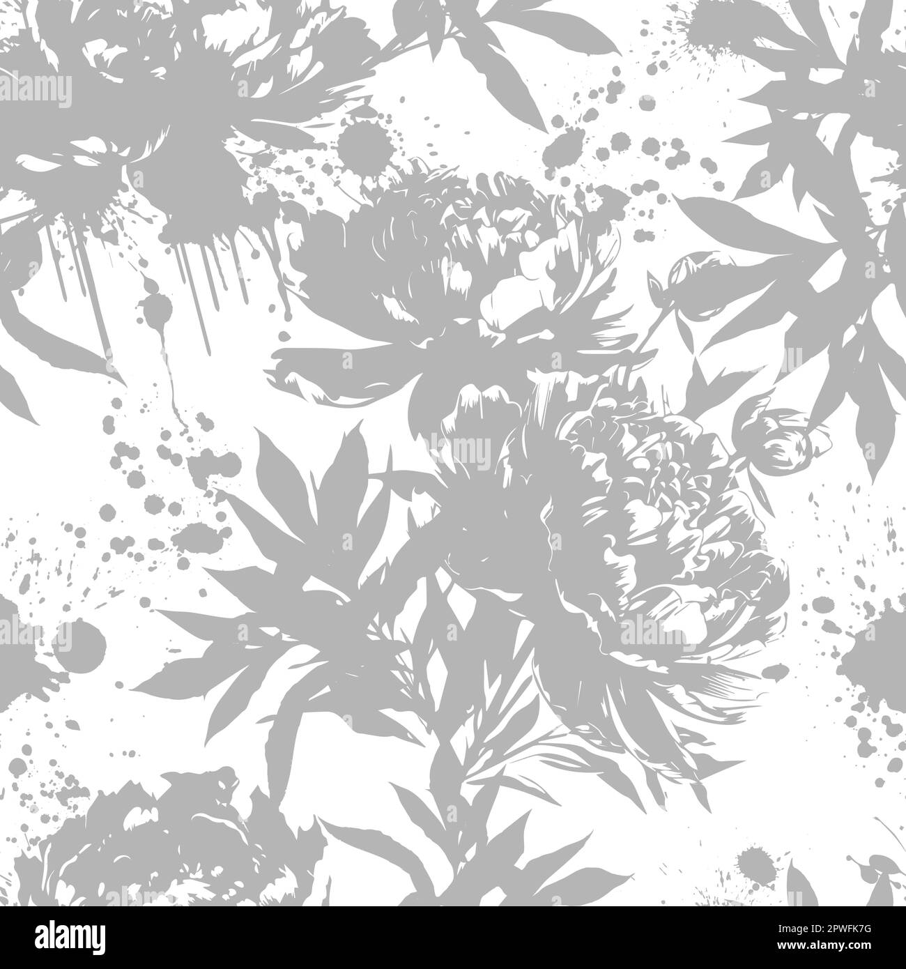 Peonies Seamless Pattern. Hand Drawn Background. Vector Illustration ...