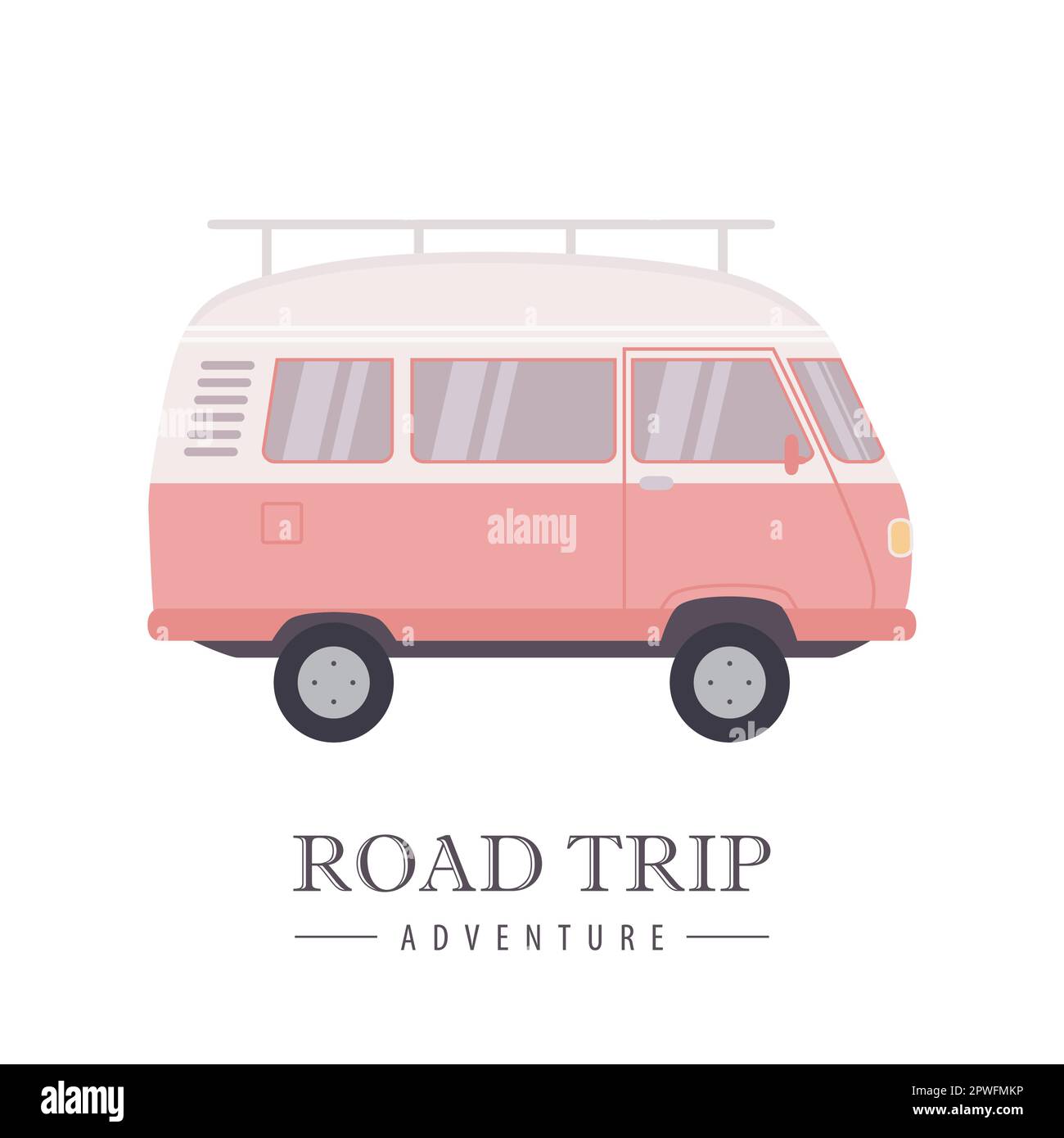 road trip adventure with camper van summer holiday Stock Vector Image ...