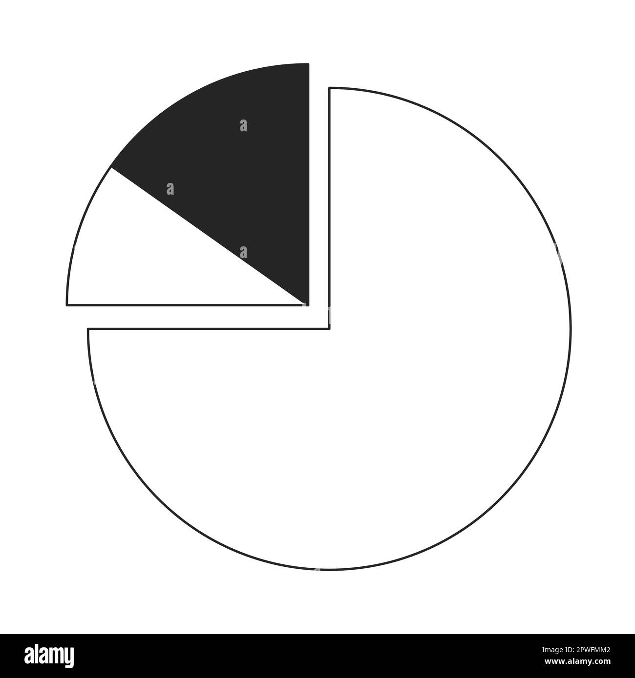 Pie chart with divided slices flat line black white vector icon Stock